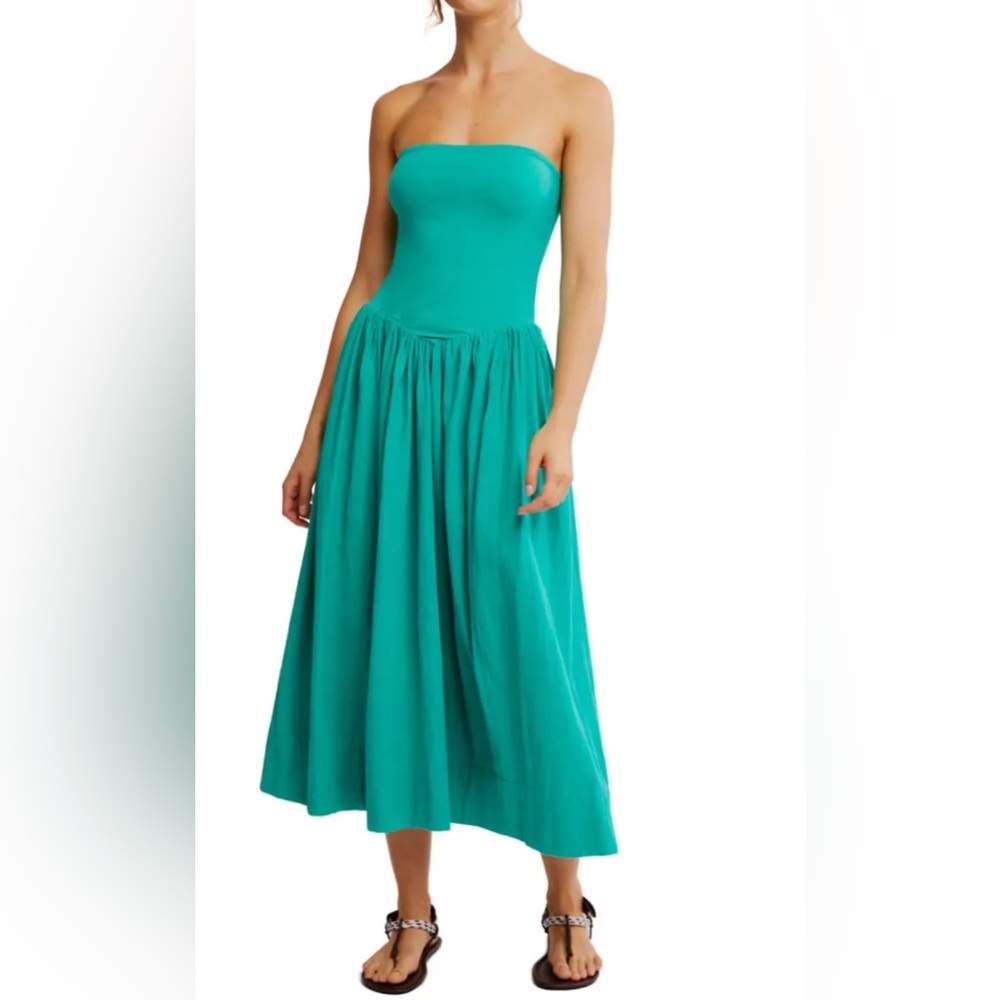 Free People Teal Strapless Dress